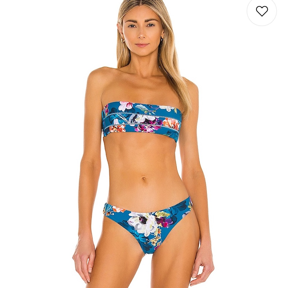 PQ Aimee Stitched Bandeau in Spiritual Bikini Two Piece Swimsuit Floral Medium